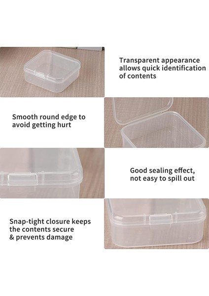 Şeffaf Plastik Boncuk Saklama Kapları Menteşeli Kapaklı Kutu Saklama Kapları Madeni Paralar Için Boncuk Saklama Kutusu, 4 Adet modelleri