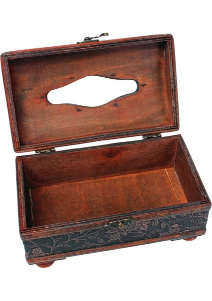 Retro Vintage Bakır Yüzük Desen Ahşap Kağıt Mendillik Dekor Yeni:retro Kırmızı