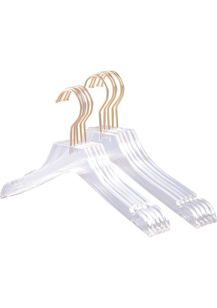 5 Adet Şeffaf Akrilik Elbise Askısı, Altın Kancalı, Şeffaf Gömlek Elbise Askısı, Lady Kids L Için Çentikli