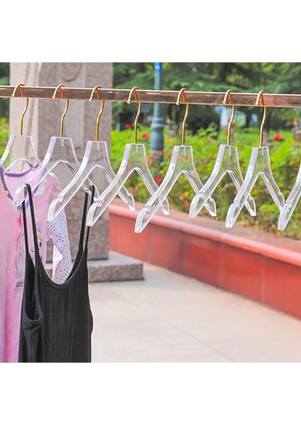 5 Adet Şeffaf Akrilik Elbise Askısı, Altın Kancalı, Şeffaf Gömlek Elbise Askısı, Lady Kids L Için Çentikli indirimleri