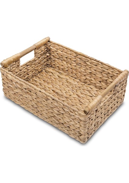 Hasır Sepet Dikdörtgen Ahşap Saplı Raflar Için, Su Sümbül Sepeti Depolama, B Düzenleme Için Doğal Sepetler(Yurt Dışından)