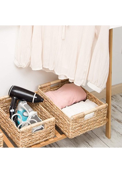 Hasır Sepet Dikdörtgen Ahşap Saplı Raflar Için, Su Sümbül Sepeti Depolama, B Düzenleme Için Doğal Sepetler(Yurt Dışından) fırsatları