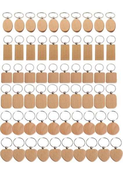60 Boş Ahşap Ahşap Anahtarlık Diy Ahşap Anahtarlık Anahtar Etiketi Anti-Kayıp Ahşap Aksesuarlar Hediye