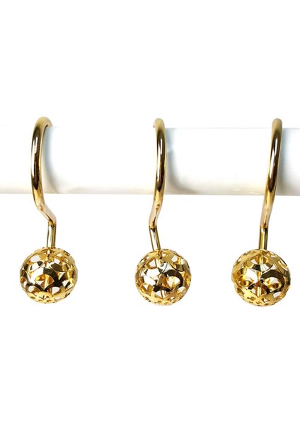 Altın Duş Perdesi Kancaları Yüzükler, 12 Set Dekoratif Duş Perdesi Kancaları, Banyo Için Metal Paslanmaz Duş Halkaları indirimleri