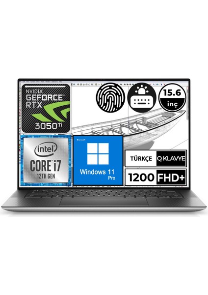 Xps 15 9520 XPS159520ADLP2100A8 I7-12700H 64GB 512SSD+1TBSSD RTX3050TI 15.6" Fullhd+ W11P Taşınabilir Bilgisayar