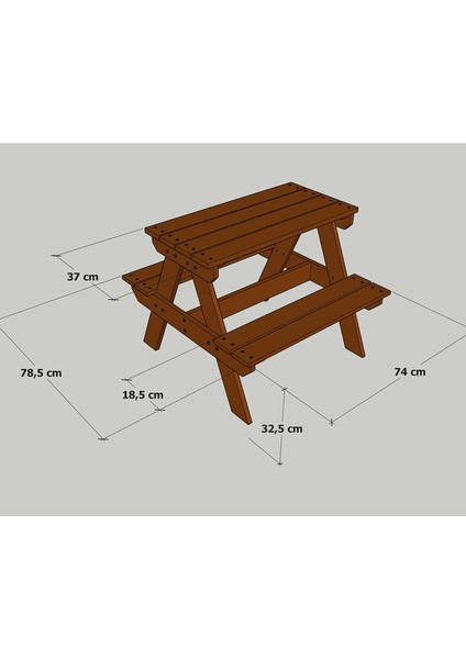 Ahşap Çocuk Piknik Masası (Fındık Rengi)