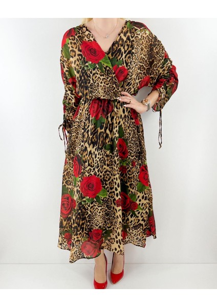 Çiçek Desenli Şifon Elbise fiyatları