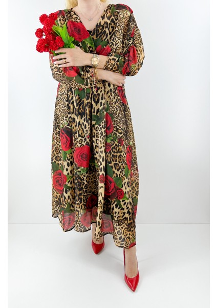 Çiçek Desenli Şifon Elbise indirimleri