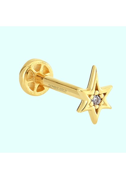 Altın Pusula Tragus Piercing 14 Ayar