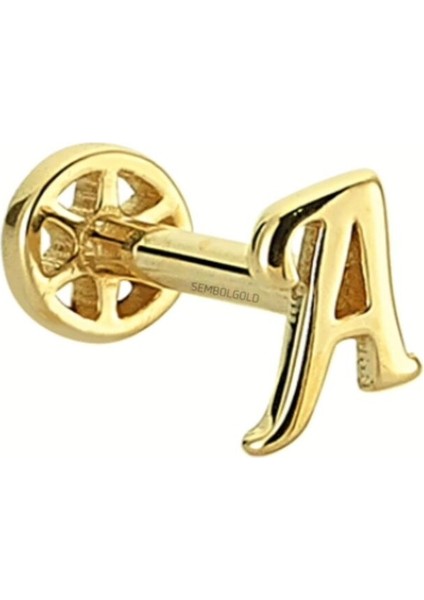 Altın Piercing -A- Harf 14 Ayar Tragus