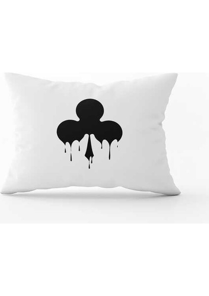 Siyah Sinek Iskambil Desenli Dijital Baskılı Kırlent Kılıfı CGH771-3550 Çift Tarafı Baskılı