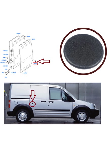BDP1143 Ford Transit Connect 2002-2011 Için Yan Sürgülü Orta Kapı Merkezi Kilit Tapası Kapağı 5166068