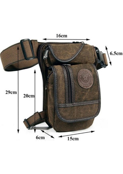 Yüksek Erkek Tuval / Naylon Bırak Bacak Çanta Erkekler Için Bel Fanny Paketi Kemer Kalça Bum Askeri Seyahat Motosiklet Erkekler Rider Kapalı Kalçık Bag (Haki)
