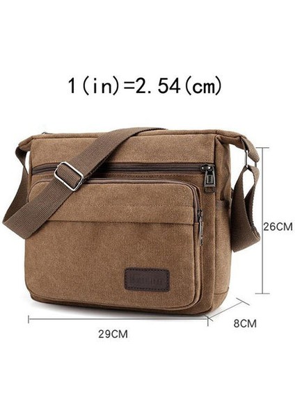 Yüksek Kalite Yeni Moda Erkek Tuval Çanta Omuz Çantası Messenger Çanta (Gri)