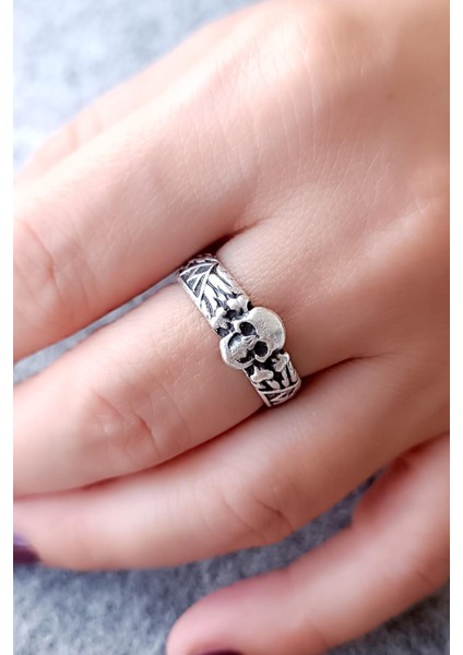 Kuru Kafa Şekilli Antik Gümüş Kaplama El Yapımı Ayarlanabilir Unisex Yüzük fırsatları