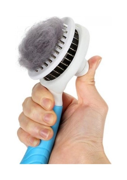 Pet Tarak Kedi Fırça Saç Ilk Köpek Saç Fırçası Pet Kendinden Temizleme Iğne Tarak (Mavi)