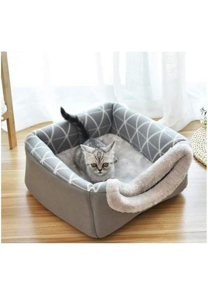 Kedi Mağı Evi Yatak Pet Nest Uyku Tulumu 2 1 Katlanabilir Cuddly (L)