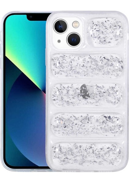 Apple iPhone 13 Kılıf Kamera Korumalı Simli Airbag Dalga Kapak Gümüş