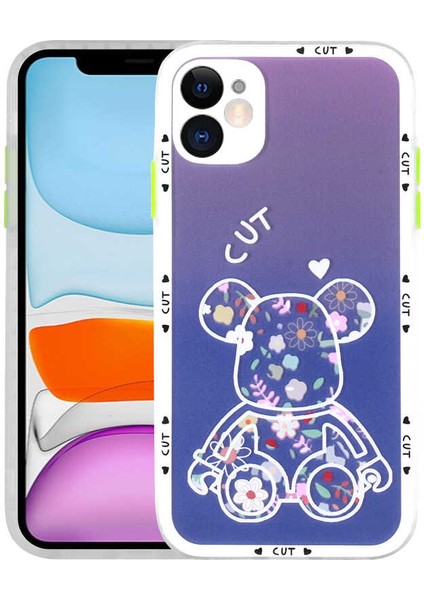 Apple iPhone 11 Kılıf Kamera Korumalı Desenli Sert Hess Kapak NO3 Renkli