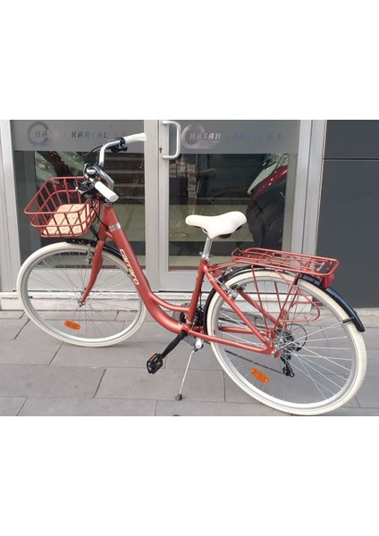 Juliet 28 V Fren 21 Vites Şehir Bisikleti Mat Kiremit-Krom-Krem 43 cm Kadro