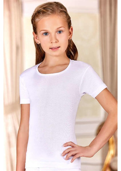 2508 Bisiklet Yaka Kısa Kollu Kız Çocuk Ribana Fanila fiyatları