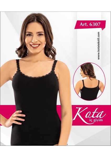 Likralı Penye Bayan Dantel Askılı Atlet Kota 6307