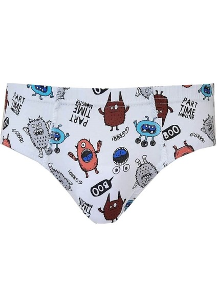 Desenli Elastan Emprime Erkek Çocuk Slip