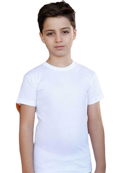 1503 Sıfır Yaka Kısa Kollu Pamuk Erkek Çocuk Fanila 6'lı Paket