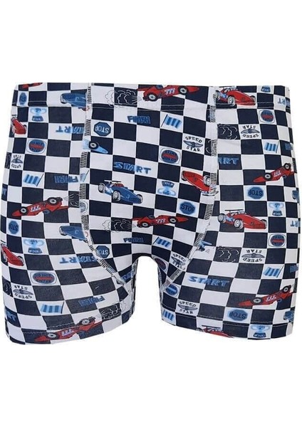 Elastan Desenli Emprime Erkek Çocuk Boxer