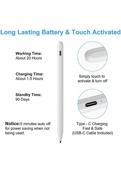 Apple iPad 11 3.nesil Uyumlu Avuç Içi Reddetmeli Dokunmatik Yazı Çizim Kalemi modelleri