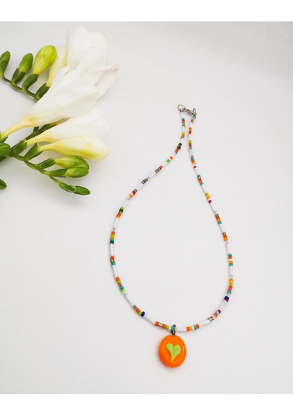 Murano Pastel Renklerde Kalp Kolye