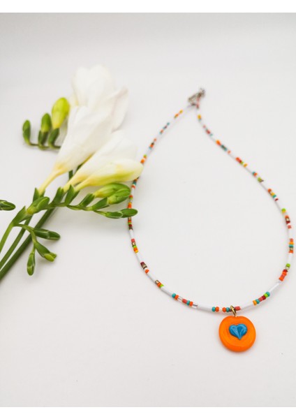 Murano Pastel Renklerde Kalp Kolye