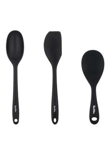 Silikon 3'lü Büyük Kaşık, Pilav Kaşığı ve Spatula Seti Füme
