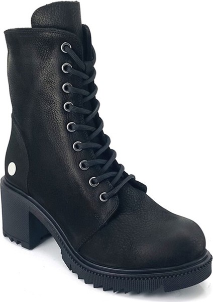 1045 Deri Günlük Kadın Bot-Siyah Nubuk