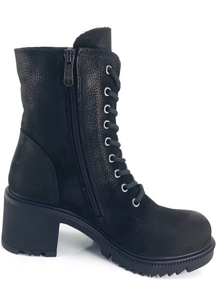 1045 Deri Günlük Kadın Bot-Siyah Nubuk modelleri