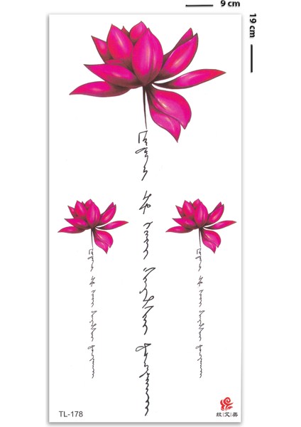 Victoria Renkli Lotus ve Yazılı Geçici Dövme Tattoo fiyatları