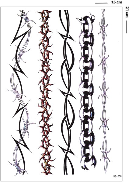 Dikenli Tel Tribal Geçici Dövme Tattoo