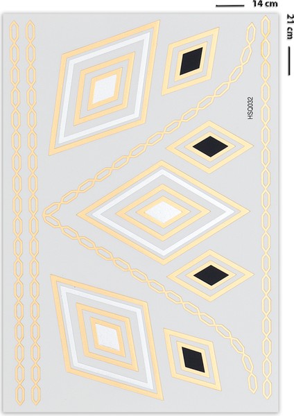 Metalik Geometrik Desenli Gold Dövme