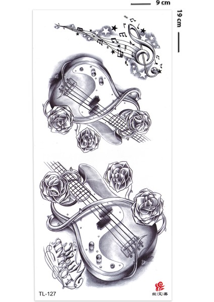 Melody Müzik Notaları ve Gitar Dövmesi Unisex Tattoo fiyatları