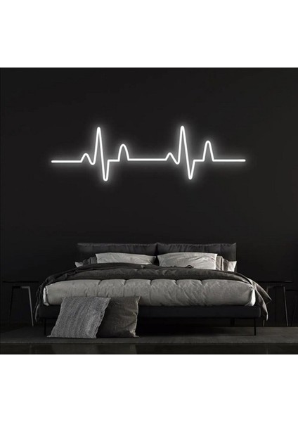 Kalp Ritmi Neon LED Dekoratif Duvar Yazısı Tabelası Aydınlatması Gece Lambası