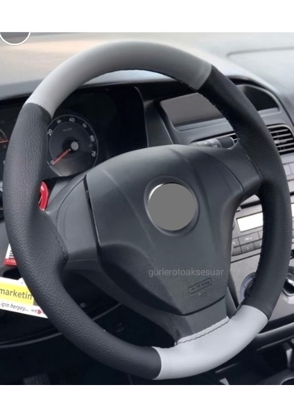 Fiat Linea Dikmeli Direksiyon Kılıfı Çift Renk Gri-Siyah (4prç)