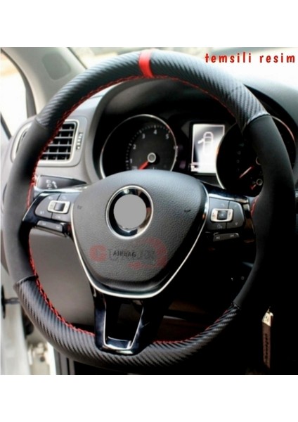 Ford Focus (2006 -2009)DIREKSIYON Kılıfı Carbon Alkantara Kırmızı