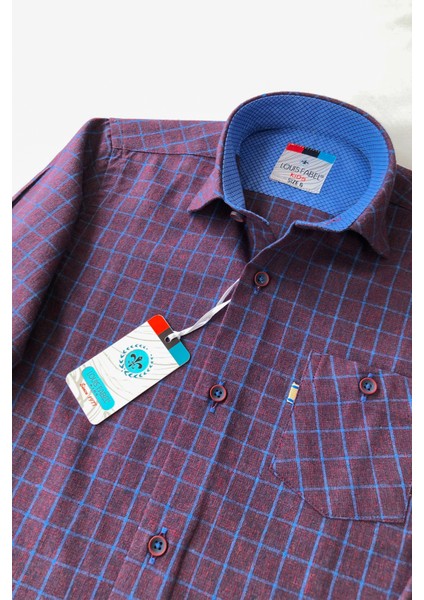 Bordo Lacivert Uzun Kol Oduncu Çocuk Gömleği fiyatları