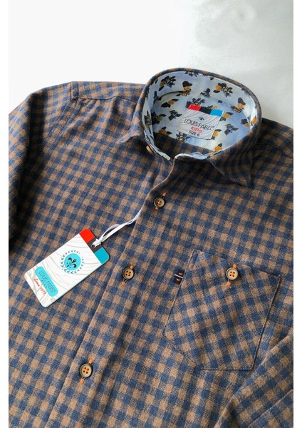 Kahverengi Lacivert Uzun Kol Oduncu Çocuk Gömleği fiyatları