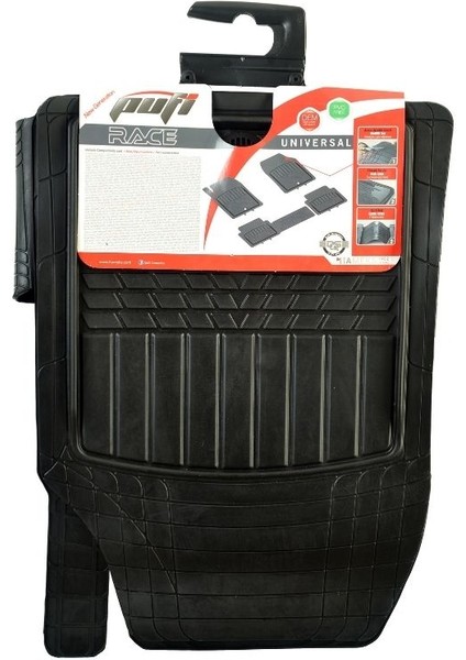 Pufi Kauçuk Paspas Racing Havuzlu Siyah / TEPAY510-S