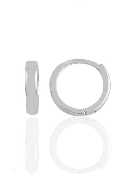 Gümüş Rodyumlu 10 mm Halka Küpe Tragus Piercing Helix Kıkırdak Küpesi