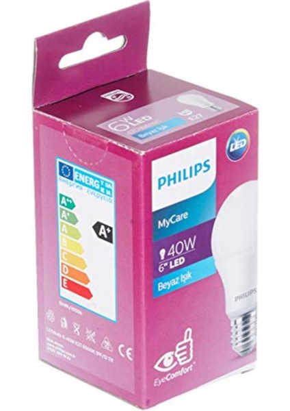 EKS Ticaret Philips 40W LED Ampul, 6500K Beyaz Işık, E27 Normal Duy