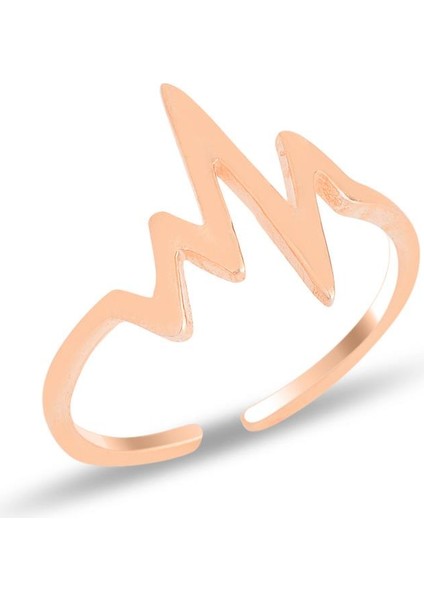 Gümüş Rose Kalp Ritmi Yüzük