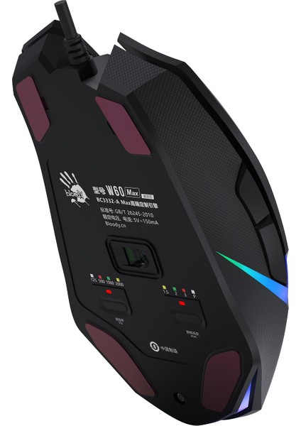 W60 Max 10.000 CPI 10 Tuş RGB 4M Bellek Ultra Core 3&4 Aktif Özel Yapım Optik Kablolu Oyuncu Mouse