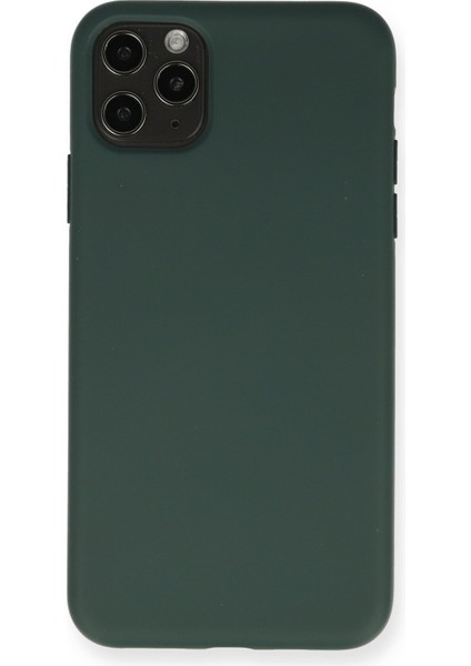 Apple iPhone 11 Pro Max Kılıf Nano Içi Kadife Silikon - Koyu Yeşil